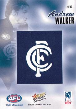 2007 Select AFL Champions Signature Series - Holographic Foils #HF33 Andrew Walker Back